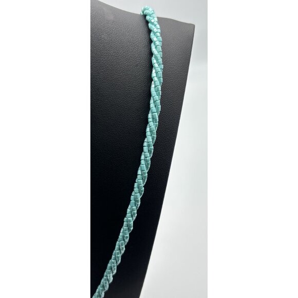 Vintage Nolan Miller Long Necklace 2 Twisted Strands Light Blue Glass Beads, 37" - Picture 3 of 11